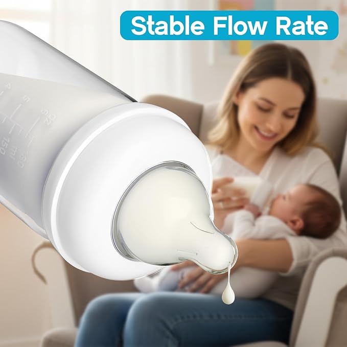 Silicone Nipples Compatible with MAM Baby Bottle, Soft Replacement Nipple for Baby 6m+, BPA Free, Anti-Colic, Fast Flow, Size 3, 6 Count