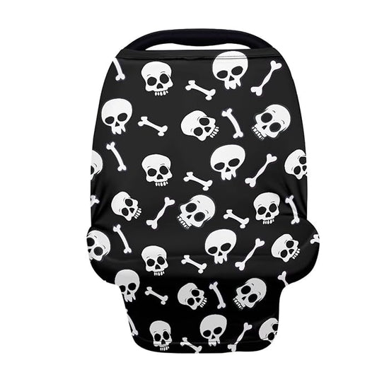 Belidome Gothic Baby Stuff Nursing Cover Up for Breastfeeding Black and White Skull Carseat Canopy for Baby Boys Stretchy Comfy