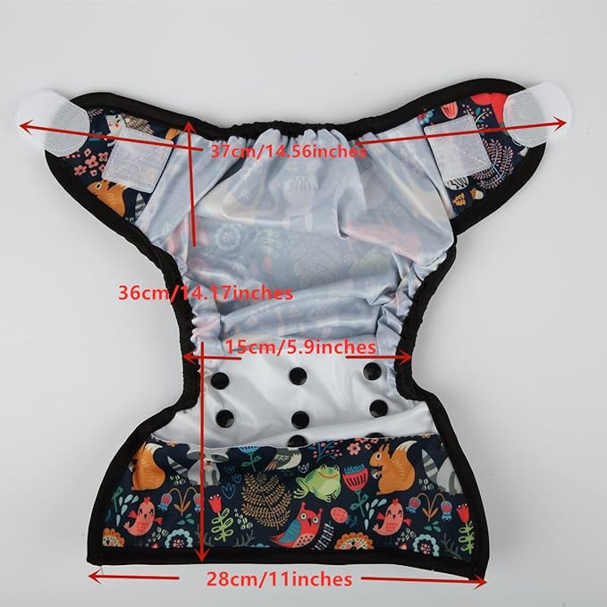Baby Cloth Diaper Cover Nappy Hook and Loop Double Gusset 6.6lbs to 33lbs (Deers Rabbits Foxes)