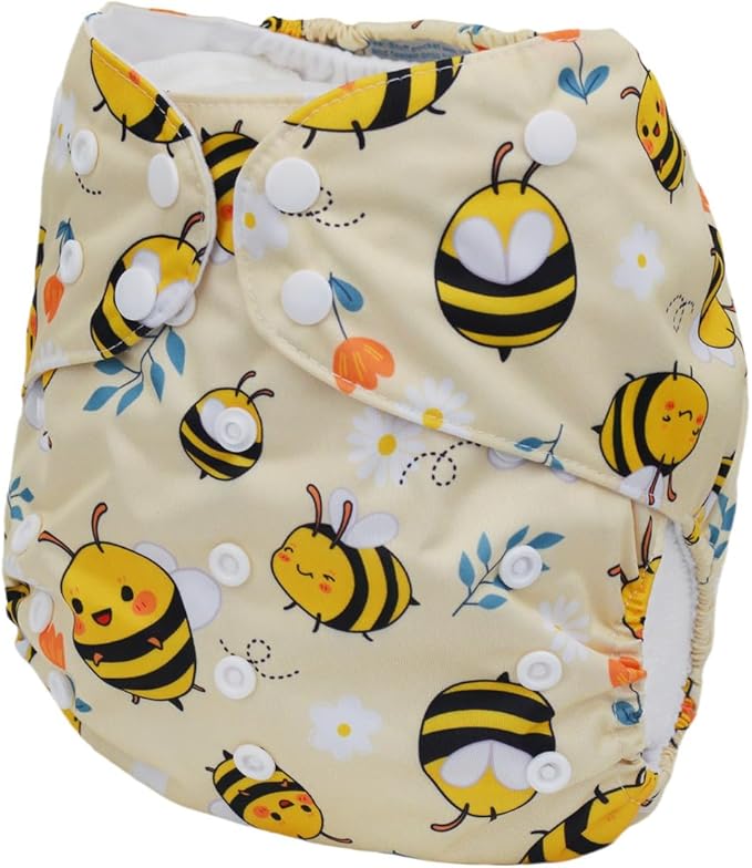 2 to 7 Years Old Cloth Diaper Nappy Pocket Reusable Washable Junior Big Baby Kids Toddler (Baby Bees)