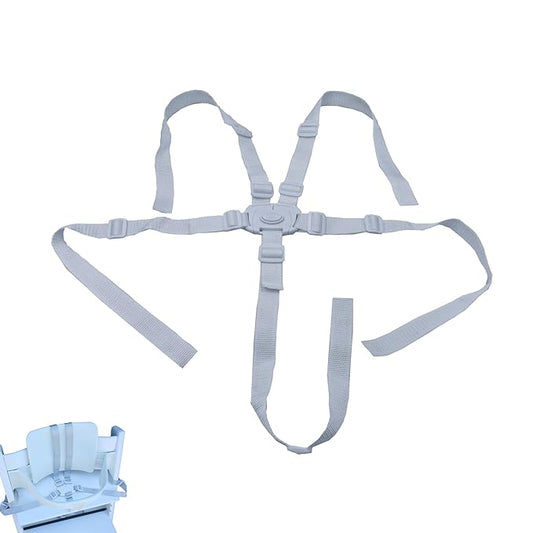 Universal White 5 Point Harness Strap, Adjustable Harness Belt, Safety Harness Seat Belt for High Chair/Pushchair/Stroller, Full Protection Child Kid Harness Belt