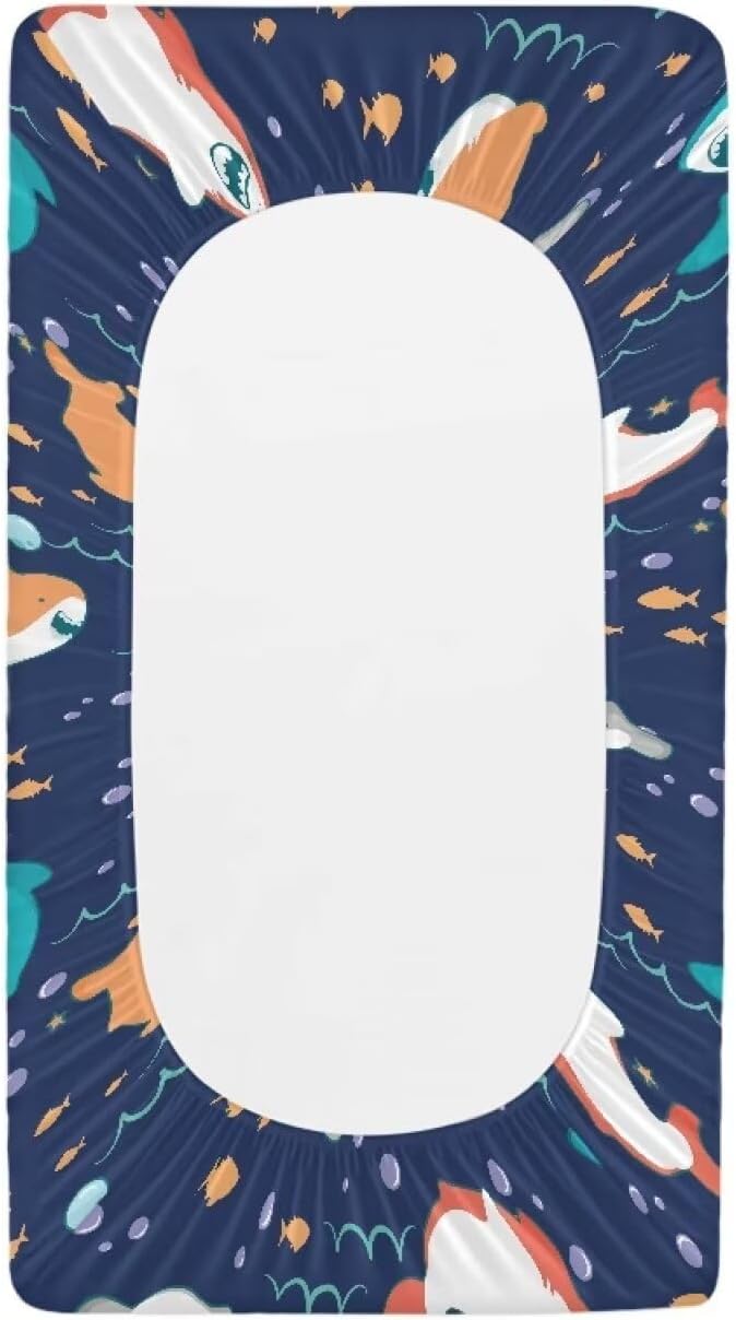 Changing Pad Covers for Boys Girls, Cartoon Shark Diaper Changing Table Pad Cover Soft Breathable Changing Mat Cover for 32''x16" Cute Birthday Gifts for Baby