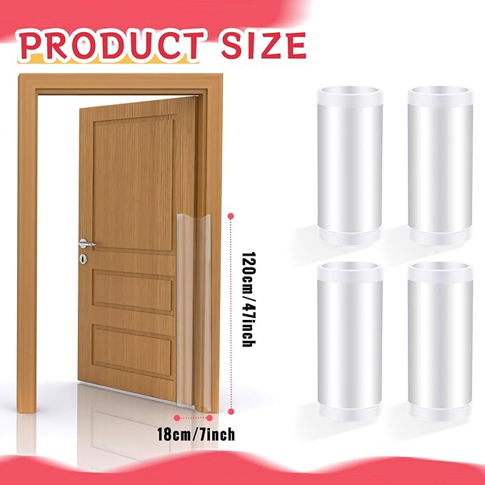 TrelaCo 12 Pcs Baby Proofing Door Pinch Guard, Hinge Cover, Door Edge & Corner Guards Protector for Kids Finger Safety, Heavy Duty Jam Shield, Translucent