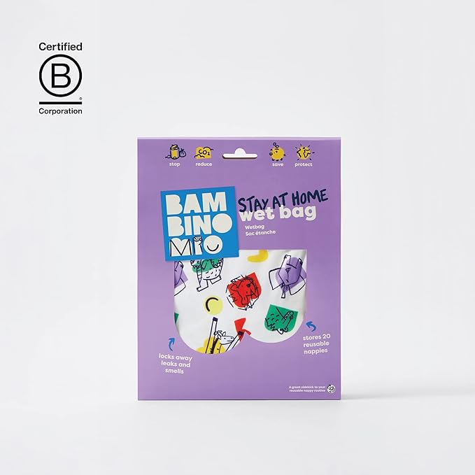 Bambino Mio, Stay at Home Wet Bag - Large, Waterproof, Nappy Laundry Storage Bag, Bold