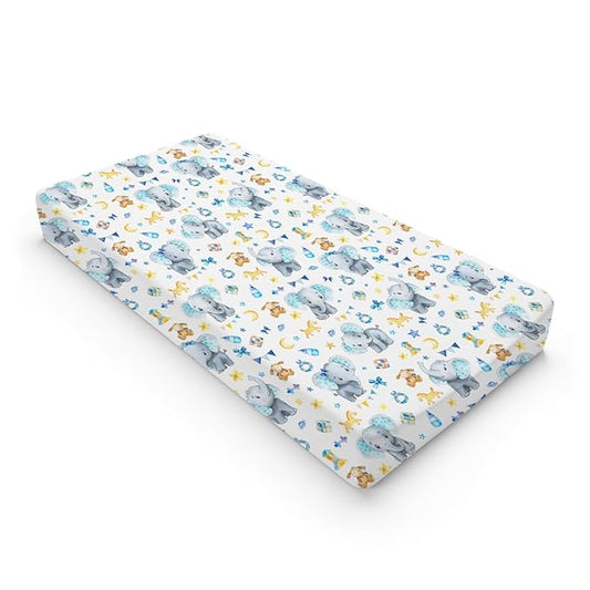 Cute Elephant Changing Pad Covers Cartoon Elephant Diaper Changing Pad Table Sheets Cover for Boy Girl Blue Elephant Soft Breathable Stretch Nursery Baby Changing Pad Mats Covers 32''x16''