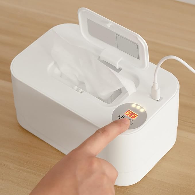 Baby Wipe Warmer,Portable Temperature Adjustable USB Powered Large Capacity Wet Tissue Dispenser Heater for Newborn Wet Napkin Warmer 2