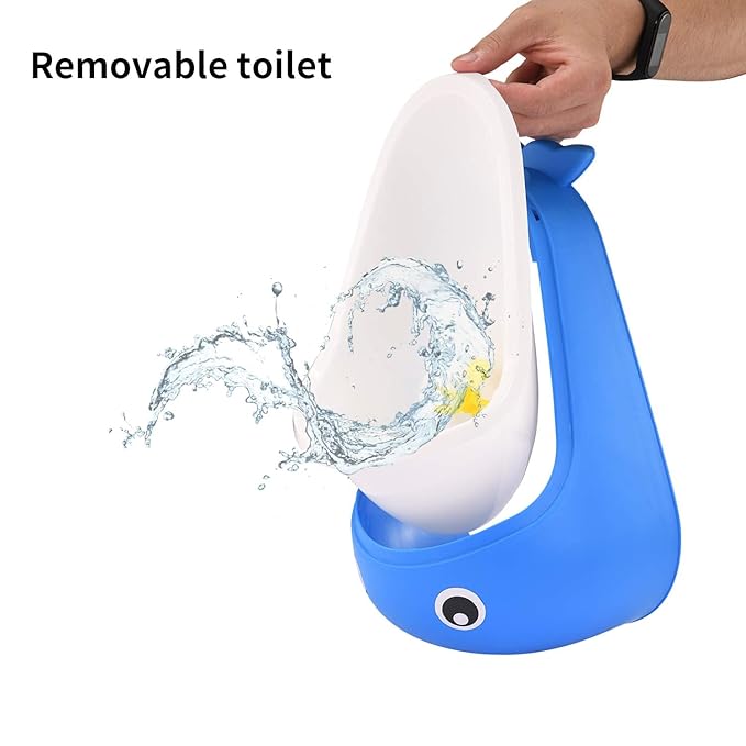 Whale Potty Training Urinal for Boys with Funny Aiming Target , Toddler Boy Toilet Pee Trainer - Blue