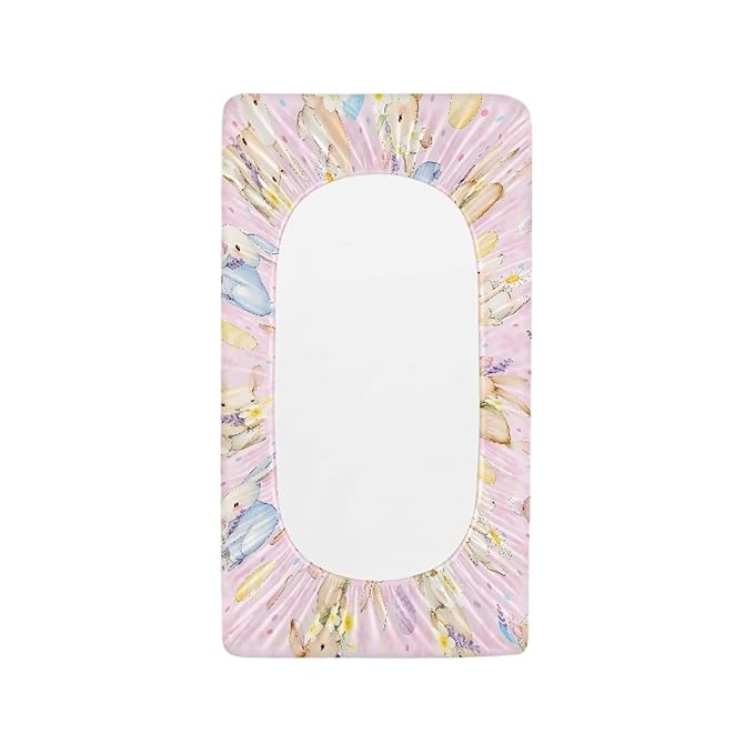 Rabbit Changing Table Pad Cover Easter Baby Changing Pad Cover Pink Baby Girl Nursery Decor Eggs 32''*16'' Diaper Changing Cover