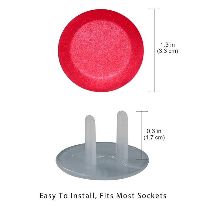 Pure Red Color Outlet Plug Covers - 12/24 Pack Safety Electrical Plug Protectors