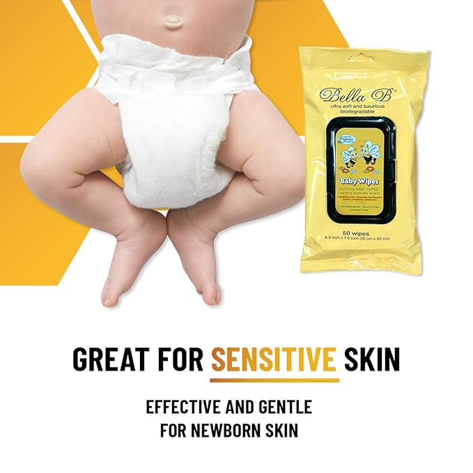 BELLA B Baby Diaper Wipes Bundle 3-Piece - Natural Baby Wipes - Organic Baby Wipes - Baby Cleaning Wipes - Soothing Wipes - Diapers Wipes - Infant Wipes - Alcohol-Free Baby Wipes Natural