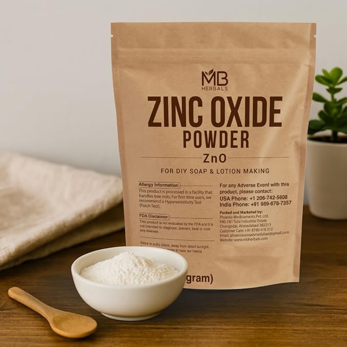 MB Herbals Zinc Oxide Powder 1 lb / 16 oz (454 Gram) | Uncoated & Non-Nano | For DIY Sunscreen Lotion and Cream