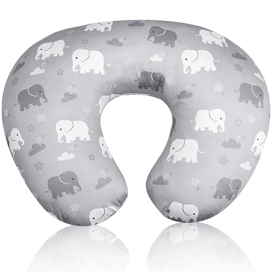 Nursing Pillow Cover, Elephant Breastfeeding Pillow Slipcover for Baby Boys & Girls, Animal Nursing Pillow Case for Newborn, Soft Fabric Fits Snug On Infant, Washable & Breathable (ONLY COVER)