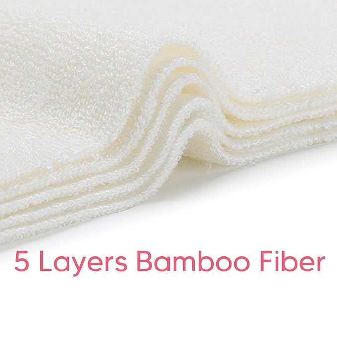 Damero 5-Layer Reusable Diapers Baby Inserts, 12PCS Cloth Diaper Inserts with an Extra Storage Bag