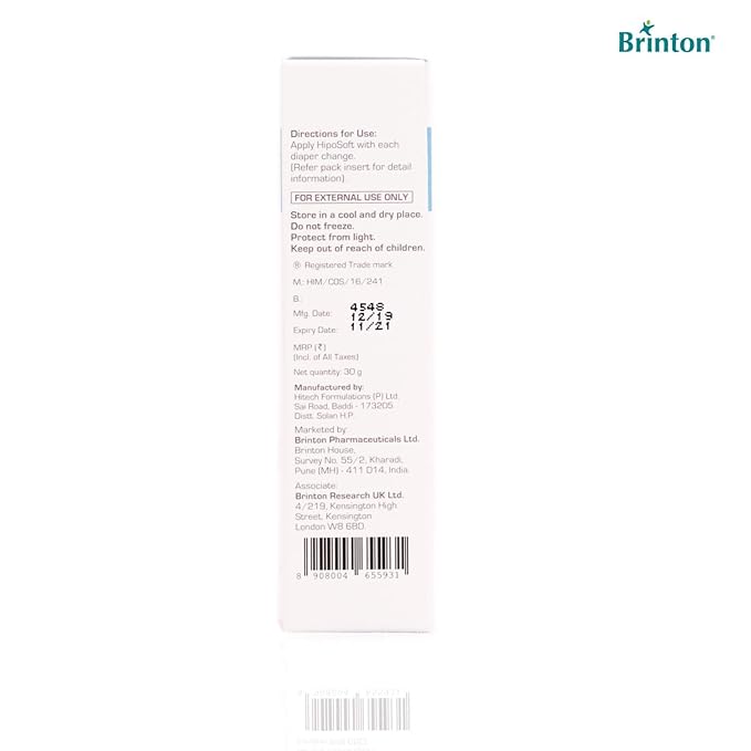 Brinton HipoSoft Diaper Rash Cream | Freedom from Rashes | (30 gm / 1.05 oz.)