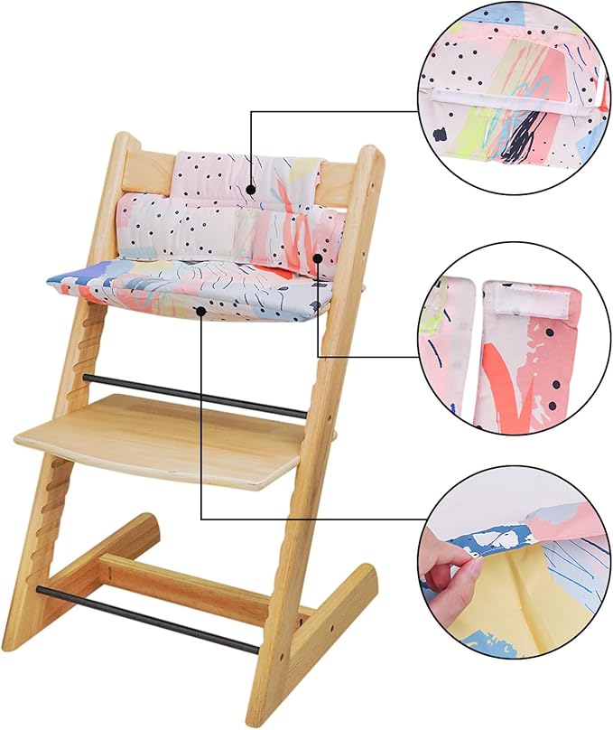 High Chair Cushion, Soft and Comfortable for Tripp Trapp High Chair Cushion, for Tripp Trapp Cushion Set Makes It Safer and More Comfortable for Baby to Sit On (Colorful Spots Pattern)