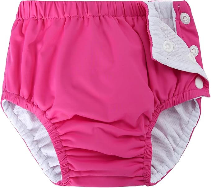 Baby Newborn Reusable Swim Diapers Infant Unisex Washable Swim Diaper Toddler Swimming Diapers Hot Pink, 0-3 Months
