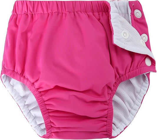 Baby Newborn Reusable Swim Diapers Infant Unisex Washable Swim Diaper Toddler Swimming Diapers Hot Pink, 0-3 Months