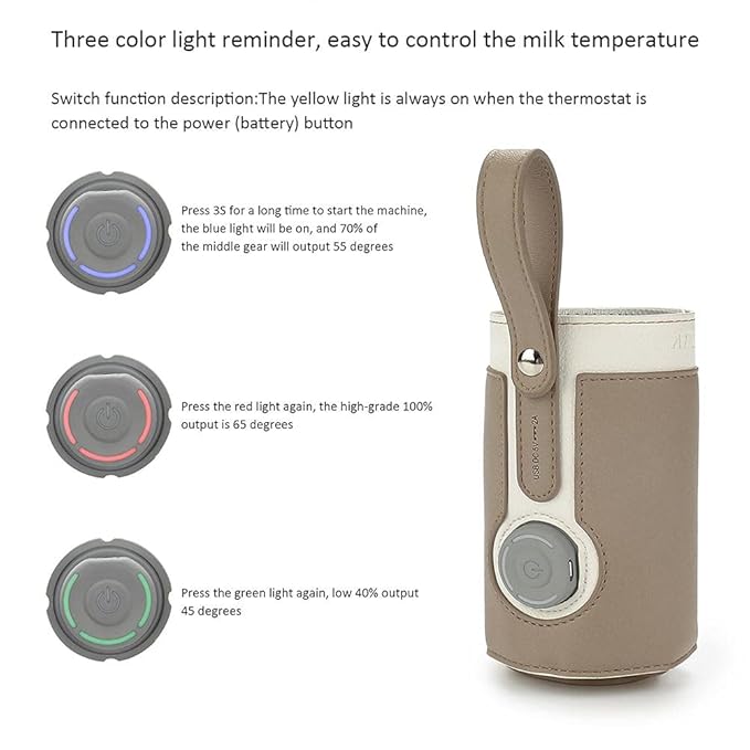 RiToEasysports Bottle Warmer Bag, USB Heating Cover with 3 Temp Settings, Portable Milk Bottle Warmer for Home, Travel, and Outdoor Use by Parents & Lovers