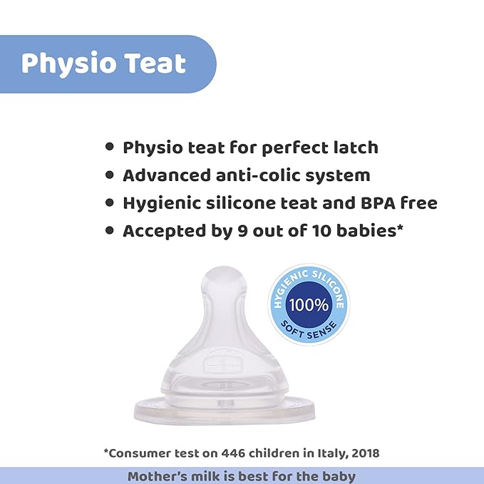 Chicco Well-Being 330 ml Feeding Plastic Bottle, Advanced Anti-Colic System, BPA Free, Hygienic Silicone Teat (Pink)
