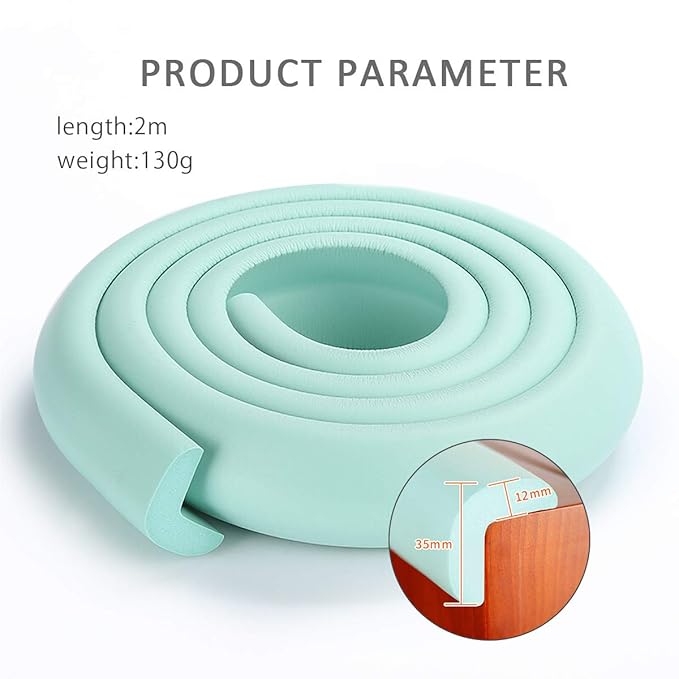 SONARIN Baby Safety Baby Edge & Corner Guards,2M/6.6ft Corner Protectors Furniture Table Edge Protectors L Shape with Strong Adhesive Tape,Colorful Child Protection(Light Green)