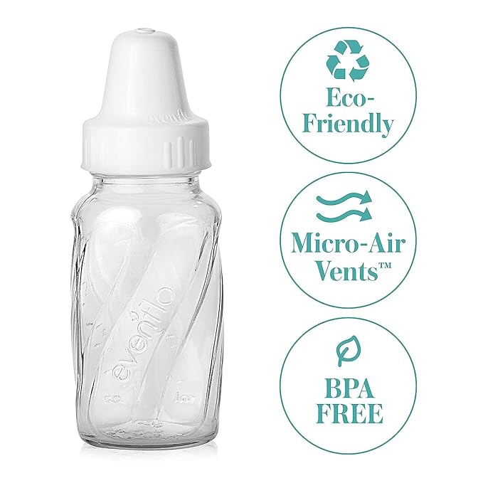 Evenflo Feeding Classic Glass, Twist Bottles, 4 Oz, 6 Bottles. (Pack of 3)