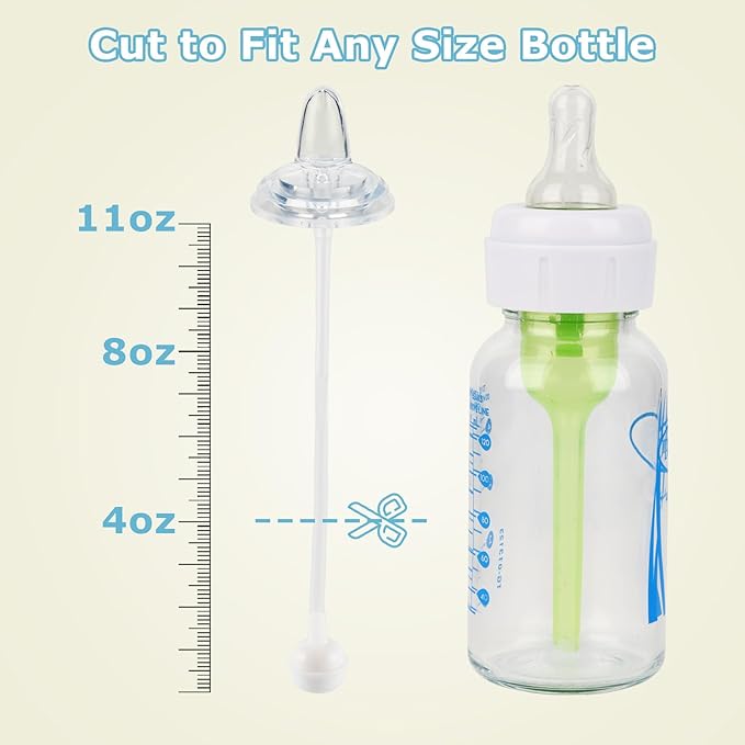 Sippy Straw Cup Conversion Kit with Silicone Sleeves for Dr. Brown's Narrow Glass Baby Bottle 4oz,Anti Breakage Baby Bottles Replacement Kit with Handle and Soft Sippy Spout,6m+,Set of 3