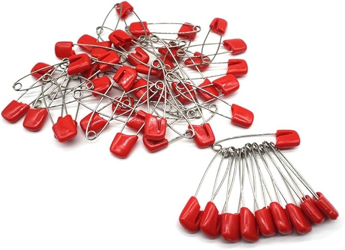Baby Safety Pins Secure Clips for Fastening Baby Clothes Diaper Napkins 50pcs 60PCS 30PCS (Red, 50 pcs)