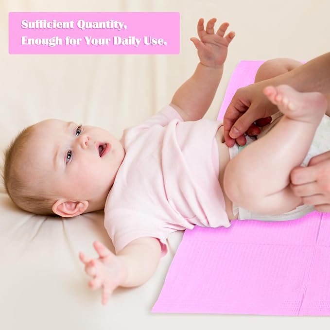 Mixweer 1000 Pcs Baby Disposable Changing Pads 13 x 18 Inch Quick Absorb Pink Diaper Changing Table Pads Sanitary Liners Soft Waterproof for Baby Child Adult Pets Travel Change Stations