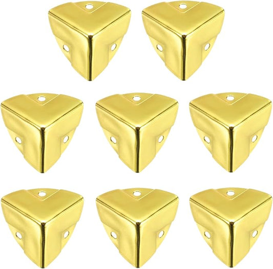 uxcell 8PCS Metal Corner Protector 1.1 x 1.1 x 1.1 Inch Box Edge Guard Protector Zinc Alloy Cabinets Speaker Corners Protector for Furniture Decorative (Imprint Edge, Gold)
