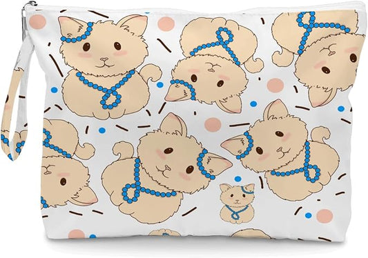 IAXIC Wet Dry Bag, Wet Bag for Swimsuit, Diaper Sunscreen Large Zipper Pouch Waterproof Pouch, Beach Bags for Women, Gifts for Ladies Girls Friends Colleagues and Sisters, Q-version Cat Pattern