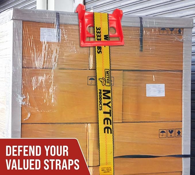 Mytee Products (80 Pieces) Red 4"x6" Flatbed Edge Protectors with Carrying Case - 4" Winch Ratchet Straps Corner Protectors for Flatbed Cargo Load