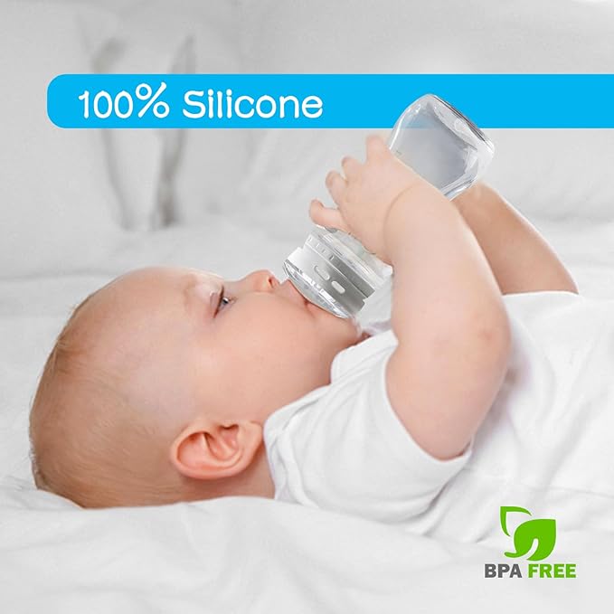 4-Count Silicone Bottle Nipples for Tommee Tippee Natural Start Anti-Colic Bottles & Advanced Anti-Colic Bottles & Close to Natural Bottless and NUK Simply Natura Bottle, Slow Flow, 1m+