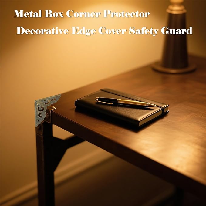Metal Corner Protector - 4 Pcs Metal Furniture Corner Protectors for Tables, Cabinets & Shelves, Decorative Safety Covers for Damaged Corners