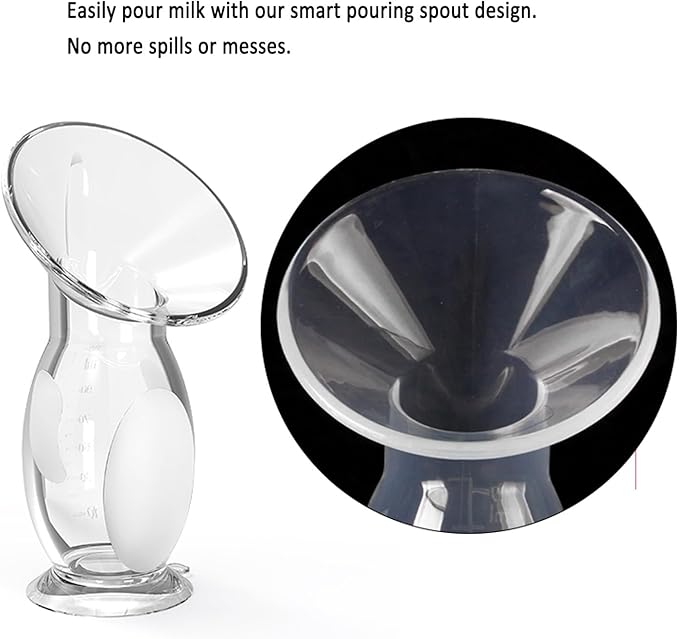Silicone Manual Breast Pump - 4oz/100ml Capacity, Food Grade, Soft Bottle for Gentle Breast Milk Collection