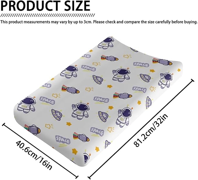 Astronaut UFO Baby Changing Pad Cover Cozy Breathable Universal Tray Table Mat Waterproof Stretchy Lightweight Sheet Crib Mat
