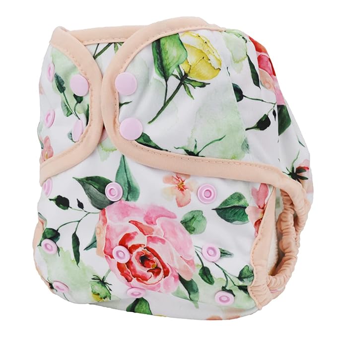 Baby Diaper Cover Nappy One Size 8lbs to 36lbs (Pink Flowers)