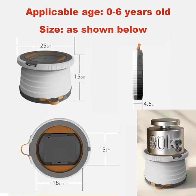Portable, Foldable Potty seat for Toddler, Training Toilet Seat Emergency Toilet The Bottom Has the Function of Storing Garbage Bags for Car, Camping (Grey)