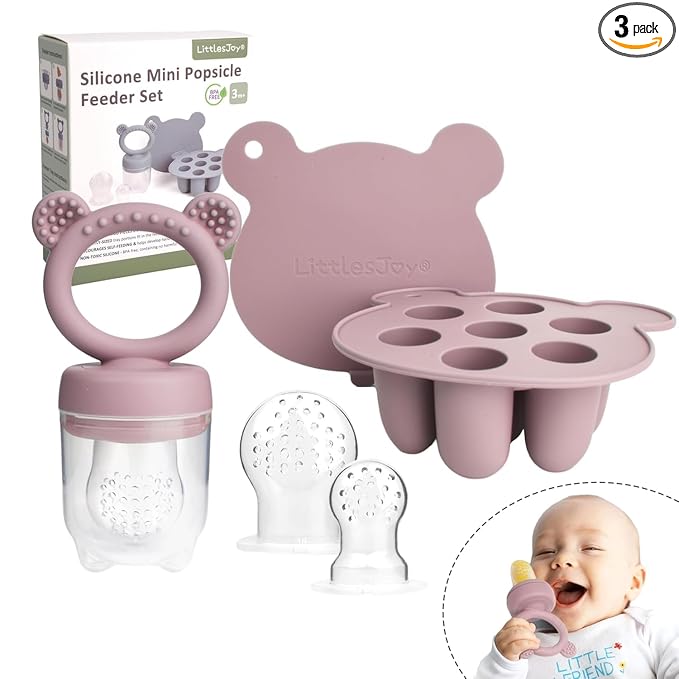 Baby Teething Relief teether, Breast Milk Popsicle Mold for purees .Silicone Baby Fruit Food Feeder for Safe Infant Self Feeding, BPA Freefor 3 Month+ (Dusty Lilac)