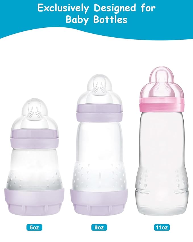 Sippy Cup Conversion Kit for Mam Bottles, Spill-Proof Transition Kit with Silicone Sippy Spout Nipple, Weighted Straw, Handle, 3 Pack, 6m+
