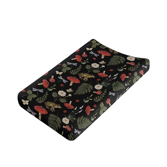Mushroom Frog Changing Pad Cover for Baby Girls Comfort Diaper Change Table Pad Covers Soft Breathable Changing Pad Sheets Cover