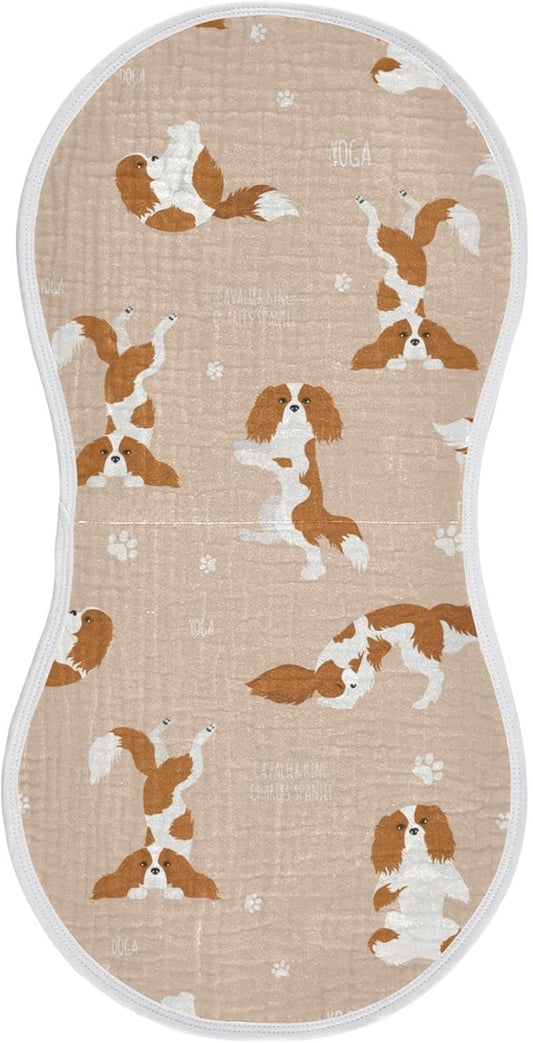 Yoga Cavalier King Charles Spaniel Dog Muslin Burp Cloths for Baby 1 Pack 100% Cotton Baby Washcloths Bibs for Boy Girl