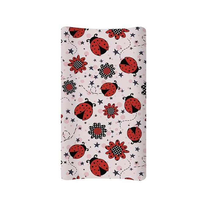 Cute Changing Pad Cover for Baby Ladybug Diaper Change Table Covers with Elastic Edge Easy to Install Baby Nursery Diaper Changing Pad Sheets Gift for Holiday
