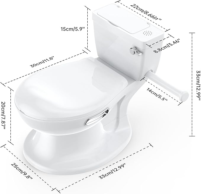 Potty Training Toilet for Baby, Realistic Potty Training Toilet with Soft Seat,Realistic Flushing Sound,Removable Pot,Storage Tank,Toilet Paper Holder,Splash Guard,Non-Slip for Toddler