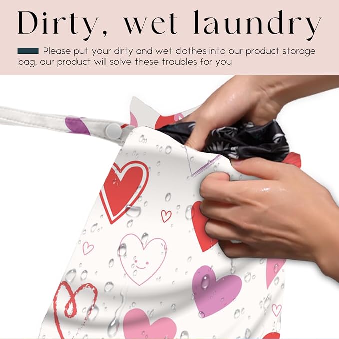 Wet Bag, Wet Dry Bag, Swimsuit Bags, Beach Essentials, Heart Decor Waterproof Bags for Travel, Beach, Pool, Diapers, and Dirty Yoga Gym Clothes