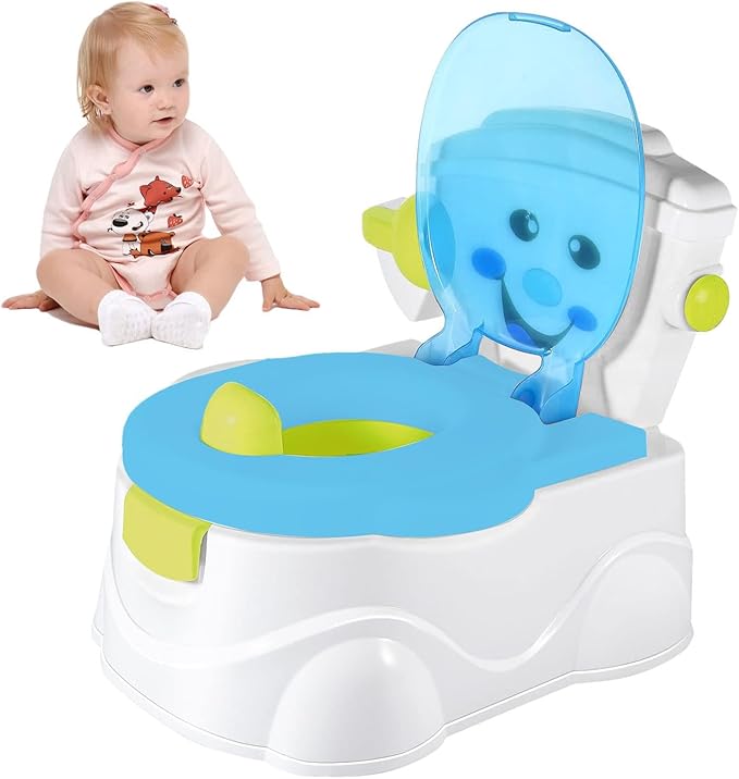 Potty Training Toilet | Kids Potty Training Toilet Seat with Splash Guard | Portable Travel Potty for Toddler | Toddler Potty Training Seat for Boys Girls, Blue