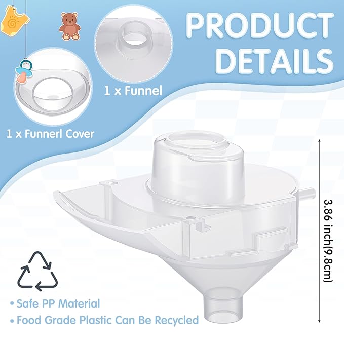 Remerry 1 Set Replacement Funnel Compatible with Baby Brezza Formula Pro Advanced Replacement Parts Funnel and Cover Compatible with Baby Formula Dispenser, Clear, Easy to Use and Clean