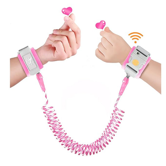 Anti Lost Wrist Link,Toddler Harness Walking Leash with Induction Lock,Reflective Child Wrist Leashes for Baby,6.56ft Kids Leash for Supermarket Mall Airport Amusement Park Zoo Travel（Pink）