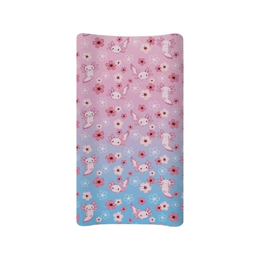 Axolotl Diaper Changing Pad Cover Cherry Blossom Changing Table Covers Salamander Baby Changing Mat Newborn Infant Changing Table Sheets Toddler