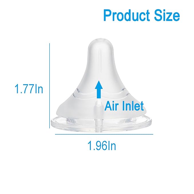 Silicone Nipple Compatible with Pigeon Bottle，Size S，Slow Flow，Fit for 1m+，6Pack