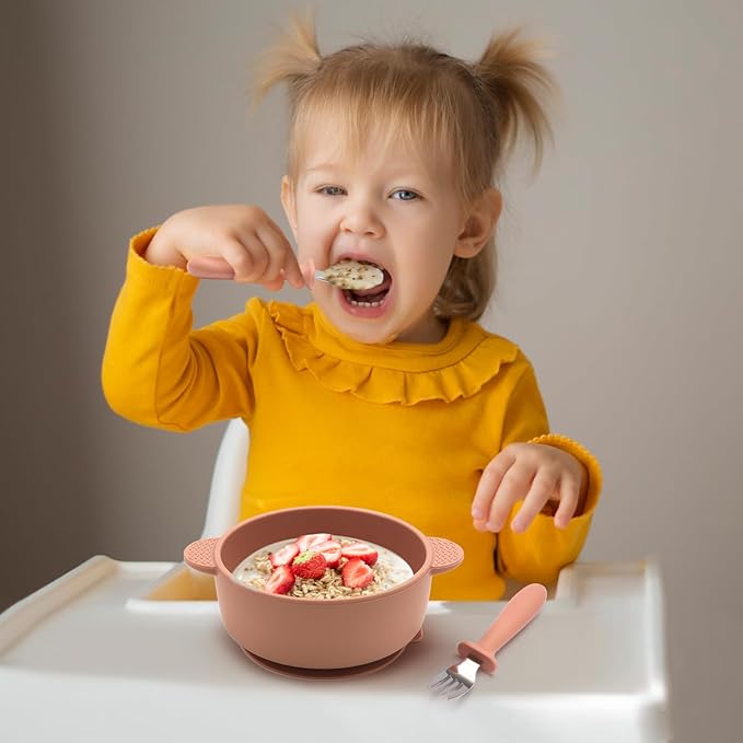 Eascrozn 3 Pack Baby Bowls with Suction, Stay Put Silicone Suction Bowls for Babies Toddler Kids, BPA Free, Soft Safe Baby Led Weaning Supplies for Food Bowl, Microwave and Dishwasher Safe,Purple